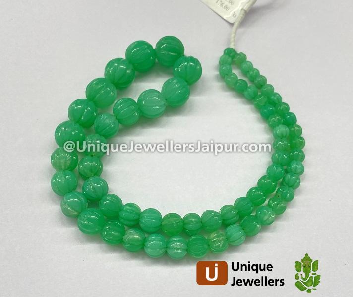 Chrysoprase Carved Pumpkin Ball Beads